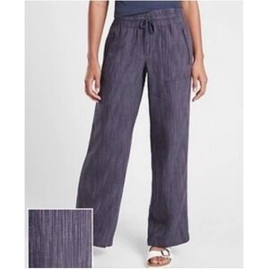 Athleta Retreat Linen High Rise Wide Leg Pant Plus Sz 2X Raining Violet EUC